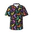 thumbnail image 1 of Gukieu Colorful Lizards Print Men's Short-sleeved Shirts, Button-down Lapel Hawaiian Shirts, T-shirts, Beach Vacation Summer Casual Wear,XX-Large, 1 of 7
