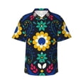 thumbnail image 1 of Gukieu Colorful Mexican Flower Print Men's Short-sleeved Shirts, Button-down Lapel Hawaiian Shirts, T-shirts, Beach Vacation Summer Casual Wear,X-Large, 1 of 7