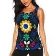 thumbnail image 1 of Gukieu Colorful Mexican Flower Print Women's Quick-drying Fitness Vest, Round Neck Sleeveless Fitness T-shirt, Suitable for Yoga, Sports-Large, 1 of 7