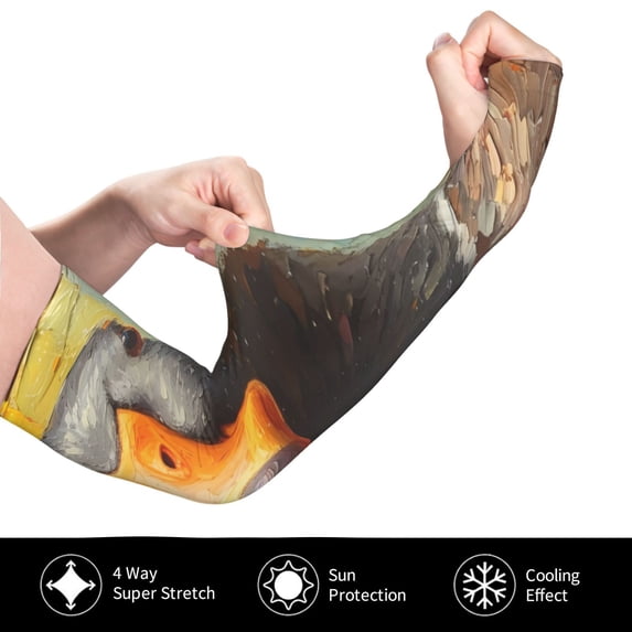 Gukieu Colorful Painted Duck for Adult Ice Silk Sun Protection Arm Sleeves, Moisture Wicking, UV Protection Outdoor Sports Arm Sleeves, Unisex