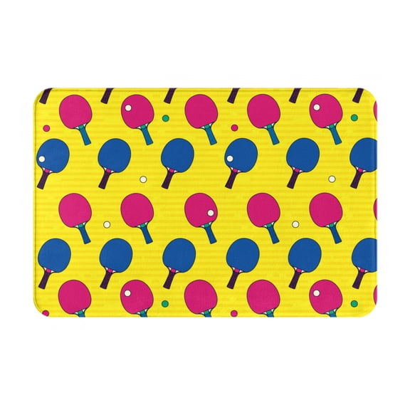 Gukieu Colorful Ping Pong Print Dust-proof Floor Mats, Water-absorbent and Non-slip Flannel Door Mats 16x24in, Home Decoration Suitable for Kitchen, Bathroom, Garage