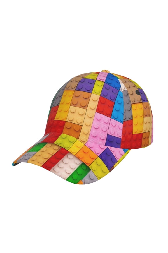 Colorful Plastic Blocks Pattern Prin Baseball Cap, Adjustable Sweat-wicking Daily,Travel, Sports Cap, Unisex