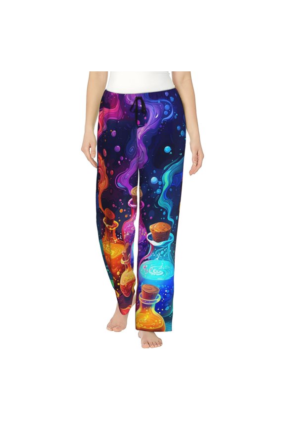 Colorful Potion Bottles Magic Print Women's Home Trousers, with Pockets and Drawstring Pajamas, Home Pajamas, Sleepwear-Medium