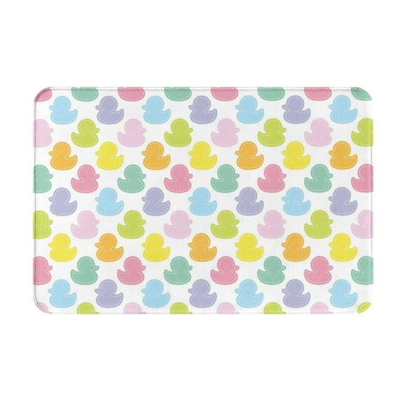 Gukieu Colorful Rubber Duck Print Dust-proof Floor Mats, Water-absorbent and Non-slip Flannel Door Mats 16x24in, Home Decoration Suitable for Kitchen, Bathroom, Garage