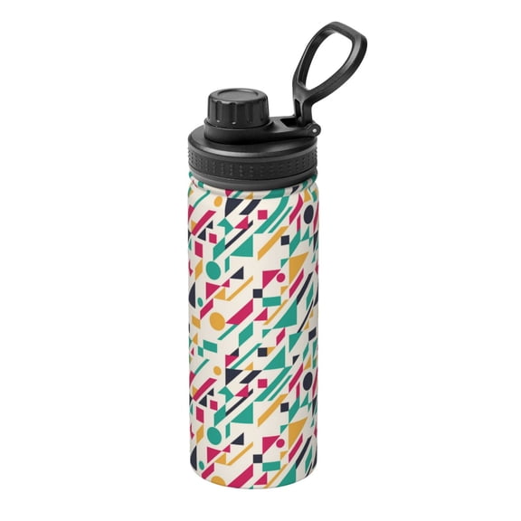 Gukieu Colorful Spots Print 18OZ Portable Sports Water Bottle, Stainless Steel Insulated Water Cup for Men and Women, Suitable for Gym, Travel, Camping