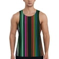 thumbnail image 1 of Gukieu Colorful Stripes Print Men's Quick Dry Fitness Vest, Round Neck Sleeveless Fitness Bodybuilding Top-XX-Large, 1 of 7