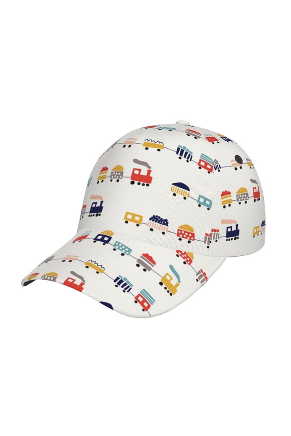Colorful Trains Prin Baseball Cap, Adjustable Sweat-wicking Daily,Travel, Sports Cap, Unisex