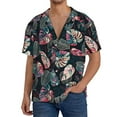 thumbnail image 1 of Gukieu Colorful Tropical Leaves Print Men's Short-sleeved Shirts, Button-down Pocket Shirts, T-shirts, Beach Vacation Travel Summer Clothing-X-Large, 1 of 5