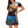 thumbnail image 1 of Gukieu Colorful Underwater Sea Turtle Print Women's Nightgown, A-line Round Neck Short-sleeved Nightgown Pajamas Home Wear Suitable for Home and Outing, 1 of 6