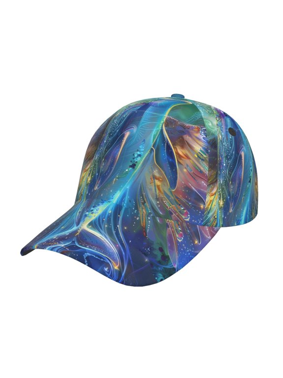 Colorful Winged Dolphin Prin Baseball Cap, Adjustable Sweat-wicking Daily,Travel, Sports Cap, Unisex