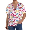 thumbnail image 1 of Gukieu Colorful bows Print Men's Short-sleeved Shirts, Button-down Pocket Shirts, T-shirts, Beach Vacation Travel Summer Clothing-X-Large, 1 of 5