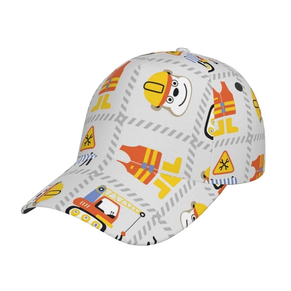 Gukieu Construction Equipments Worker Prin Baseball Cap, Adjustable Sweat-wicking Daily,Travel, Sports Cap, Unisex