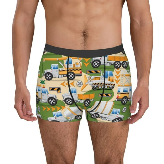 Gukieu Construction Machinery1 Print Men's Boxer Briefs, High Elastic Moisture Wicking Boxer Briefs Underwear-XX-Large