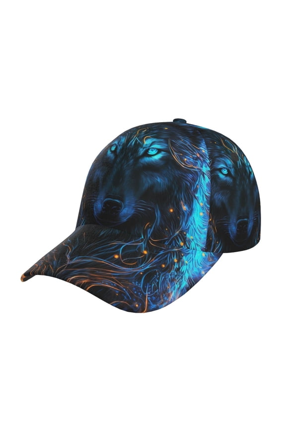 Cool Blue Light Wolf Prin Baseball Cap, Adjustable Sweat-wicking Daily,Travel, Sports Cap, Unisex