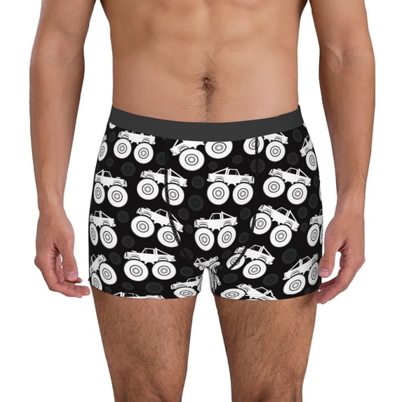 Gukieu Cool Car Print Men's Boxer Briefs, High Elastic Moisture Wicking Boxer Briefs Underwear-Medium