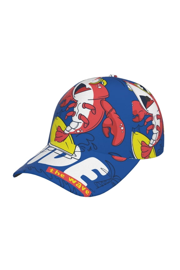 Cool Lobster Surfing Prin Baseball Cap, Adjustable Sweat-wicking Daily,Travel, Sports Cap, Unisex