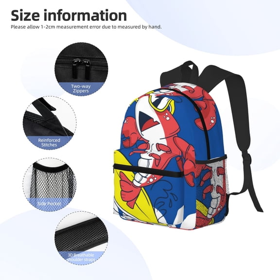 Gukieu Cool Lobster Surfing Print Backpack, Waterproof Backpack with Adjustable Shoulder Straps, Suitable for Campus, Business, Travel, Unisex
