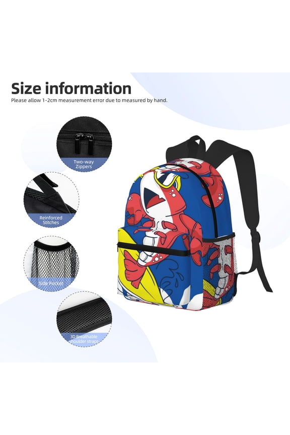 Cool Lobster Surfing Print Backpack, Waterproof Backpack with Adjustable Shoulder Straps, Suitable for Campus, Business, Travel, Unisex