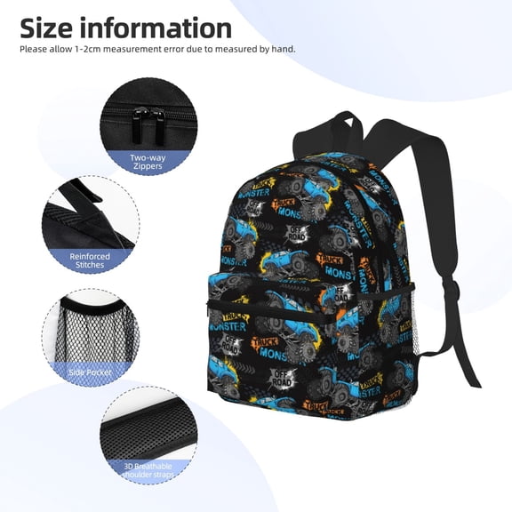 Gukieu Cool Off-Road Vehicle Print Backpack, Waterproof Backpack with Adjustable Shoulder Straps, Suitable for Campus, Business, Travel, Unisex