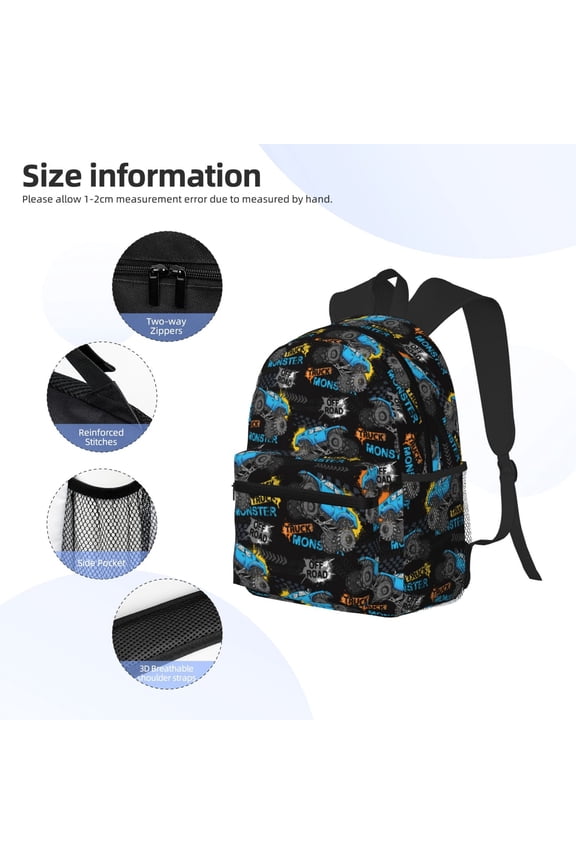 Cool Off-Road Vehicle Print Backpack, Waterproof Backpack with Adjustable Shoulder Straps, Suitable for Campus, Business, Travel, Unisex