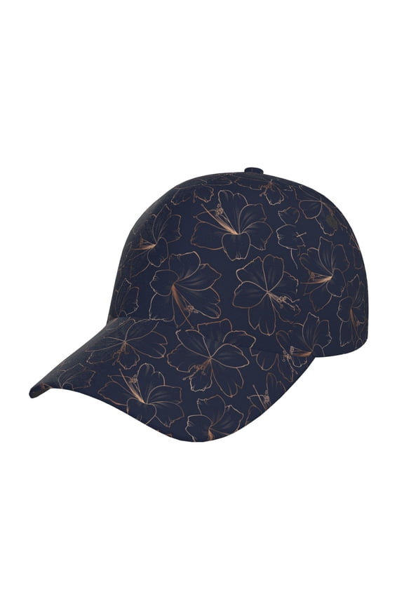 Copper-Gold Gloss Outline Lily Flower Prin Baseball Cap, Adjustable Sweat-wicking Daily,Travel, Sports Cap, Unisex