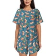 thumbnail image 1 of Gukieu Corgi with Flowers Print Women's Short-sleeved Pajama Set, Round Neck Button Top Elastic Shorts 2-piece Set, Summer Home Leisure Clothing-Large, 1 of 6