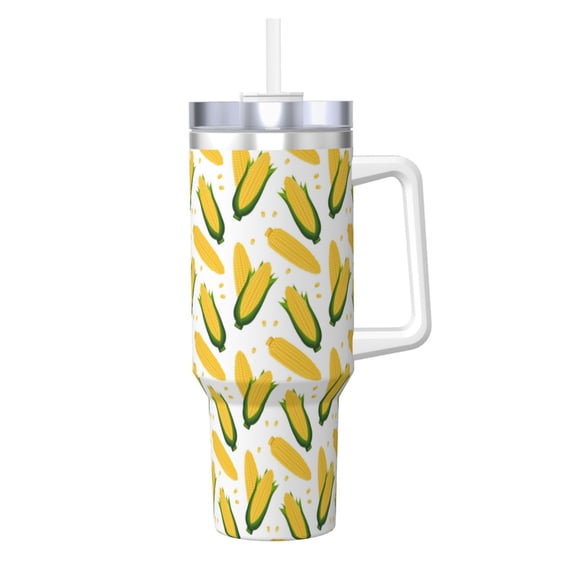Gukieu Corn On The Cob Print 40OZ Ice Cup, Stainless Steel Vacuum Kettle with Handle Suitable for Hot and Cold Drinks, Travel, Fitness