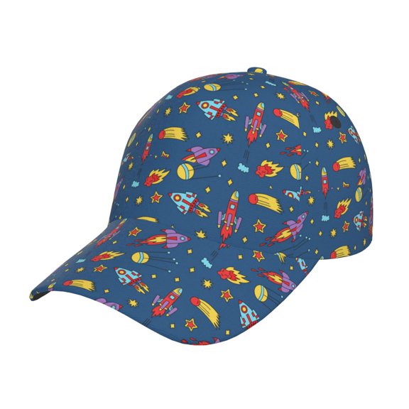 Gukieu Cosmos Rockets Prin Baseball Cap, Adjustable Sweat-wicking Daily,Travel, Sports Cap, Unisex