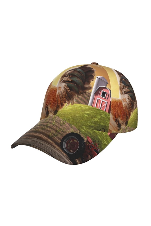 Country Farm Morning Rooster Prin Baseball Cap, Adjustable Sweat-wicking Daily,Travel, Sports Cap, Unisex