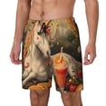 thumbnail image 1 of Gukieu Countryside Fruit White Horse Print Men's Double Layer Sports Swim Trunks, Quick Dry Adjustable Waist Swim Shorts Swimwear-X-Large, 1 of 6