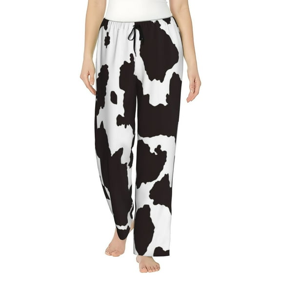 Gukieu Cow Skin 2 Print Women's Home Trousers, with Pockets and Drawstring Pajamas, Home Pajamas, Sleepwear-Medium