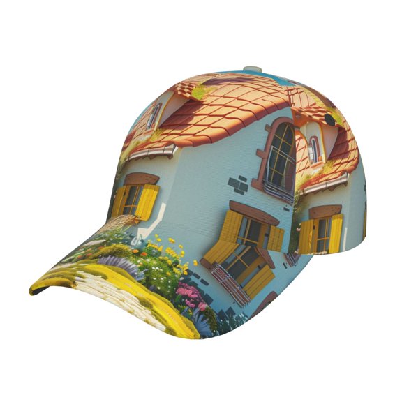 Gukieu Cozy Cartoon Backyard Prin Baseball Cap, Adjustable Sweat-wicking Daily,Travel, Sports Cap, Unisex