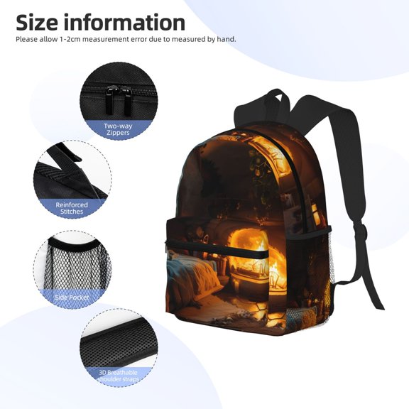 Gukieu Cozy Tree Hole Cabin Print Backpack, Waterproof Backpack with Adjustable Shoulder Straps, Suitable for Campus, Business, Travel, Unisex