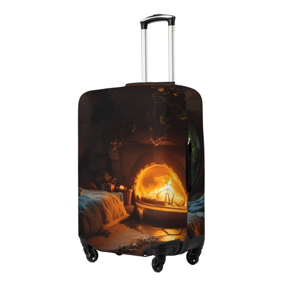 Gukieu Cozy Tree Hole Cabin Print Suitcase Protective Cover, Elastic Zipper Buckle Suitcase Protective Cover, Suitable for Travel, Business Trip-X-Large