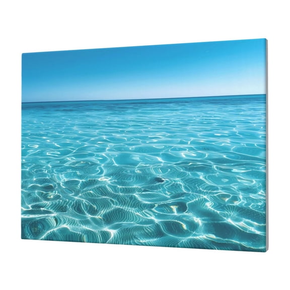 Gukieu Crystal Clear Ocean Waves Print Horizontal Canvas Decorative Painting 12x16 Inch Shrinkage Resistant Frame Hanging Home Wall Art Decor