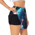 thumbnail image 1 of Gukieu Crystal Pattern White Horse Print Women's Sports Shorts with Drawstring Elastic Waistband for Running, Yoga, Fitness-Large, 1 of 7