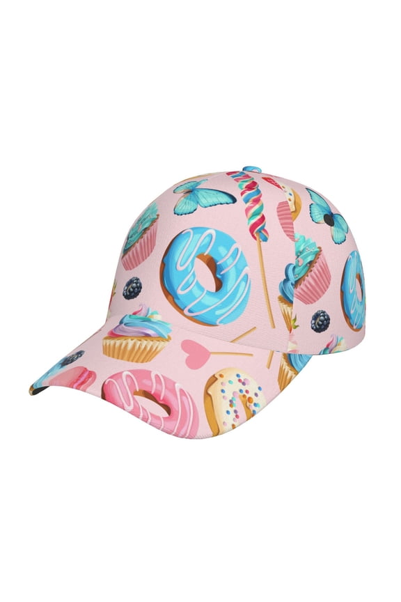 Cupcakes and Donuts Prin Baseball Cap, Adjustable Sweat-wicking Daily,Travel, Sports Cap, Unisex
