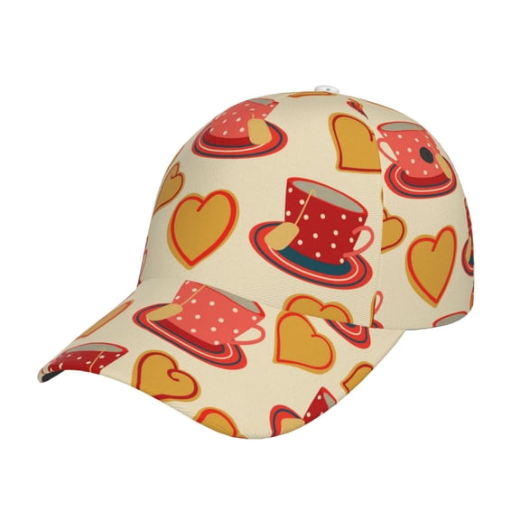 Gukieu Cups of Tea Prin Baseball Cap, Adjustable Sweat-wicking Daily,Travel, Sports Cap, Unisex
