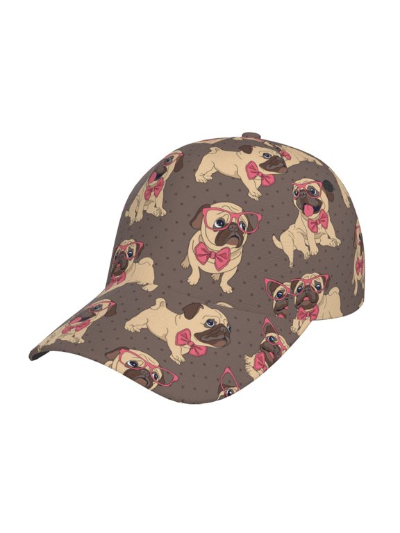 Cut Pug Prin Baseball Cap, Adjustable Sweat-wicking Daily,Travel, Sports Cap, Unisex