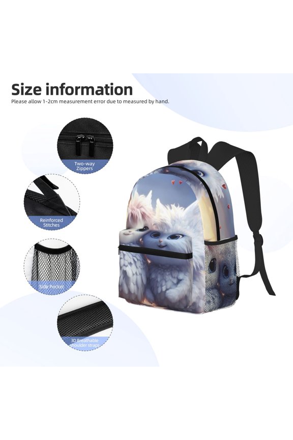 Cute Animal Couple Print Backpack, Waterproof Backpack with Adjustable Shoulder Straps, Suitable for Campus, Business, Travel, Unisex