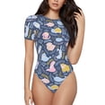 thumbnail image 1 of Gukieu Cute Baby Animals Print Women's Short Sleeve Bodysuit, Round Neck Snap-on Bodysuit, Suitable for Adult Women-X-Large, 1 of 7