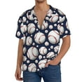 thumbnail image 1 of Gukieu Cute Basebal Print Men's Short-sleeved Shirts, Button-down Pocket Shirts, T-shirts, Beach Vacation Travel Summer Clothing-XX-Large, 1 of 5