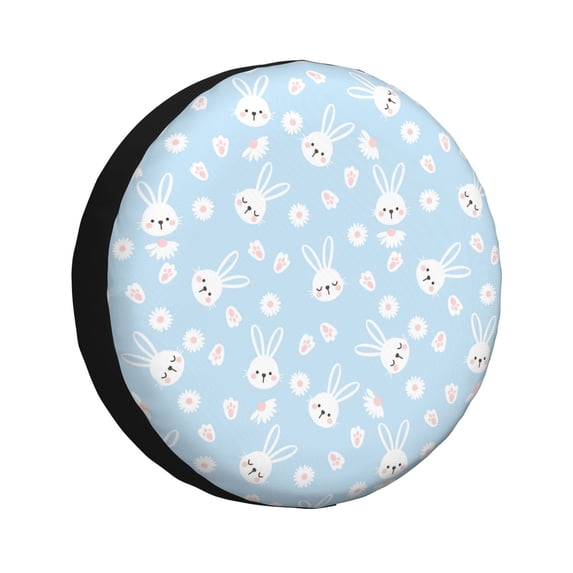 Gukieu Cute Bunny Print Car Tire Cover, Adjustable Waterproof and Dustproof Tire Protection Cover, Suitable for SUV, Truck, Van-16 inch