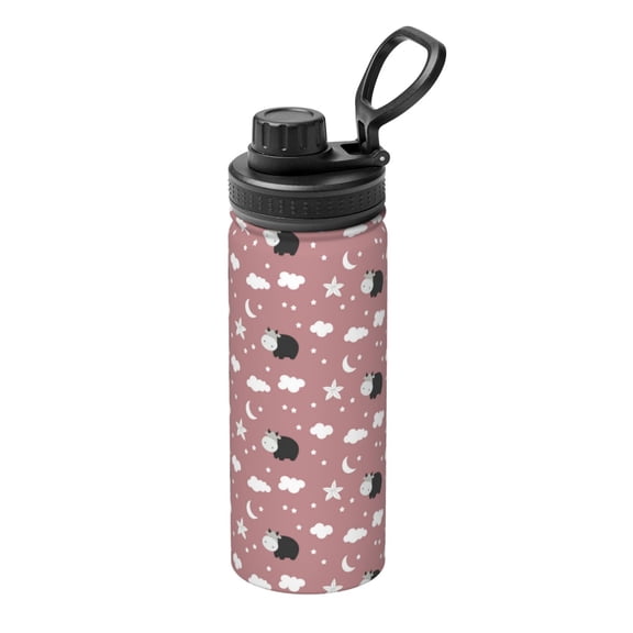 Gukieu Cute Calf Print 18OZ Portable Sports Water Bottle, Stainless Steel Insulated Water Cup for Men and Women, Suitable for Gym, Travel, Camping