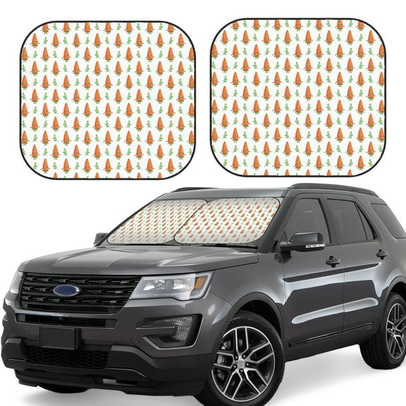Gukieu Cute Carrot Print Print Car Windshield Sun Visor, Foldable Anti-UV Car Sun Visor Suitable for Vans, Trucks Car Accessories-Medium