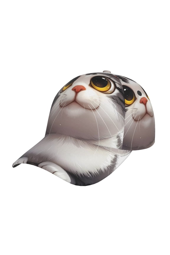 Cute Cartoon Kitten Prin Baseball Cap, Adjustable Sweat-wicking Daily,Travel, Sports Cap, Unisex