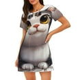 thumbnail image 1 of Gukieu Cute Cartoon Kitten Print Women's Nightgown, A-line Round Neck Short-sleeved Nightgown Pajamas Home Wear Suitable for Home and Outing, 1 of 6