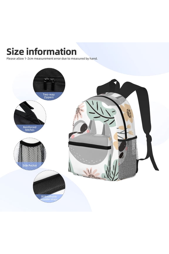 Cute Cartoon Sloth Print Backpack, Waterproof Backpack with Adjustable Shoulder Straps, Suitable for Campus, Business, Travel, Unisex