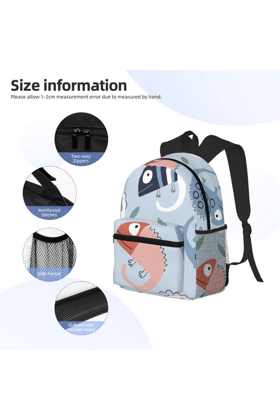Cute Chameleons On Blue Print Backpack, Waterproof Backpack with Adjustable Shoulder Straps, Suitable for Campus, Business, Travel, Unisex