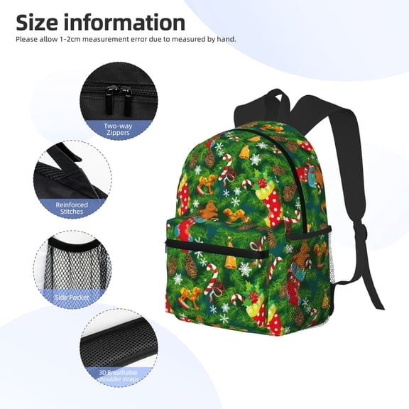 Gukieu Cute Christmas Stocking Bear Print Backpack, Waterproof Backpack with Adjustable Shoulder Straps, Suitable for Campus, Business, Travel, Unisex